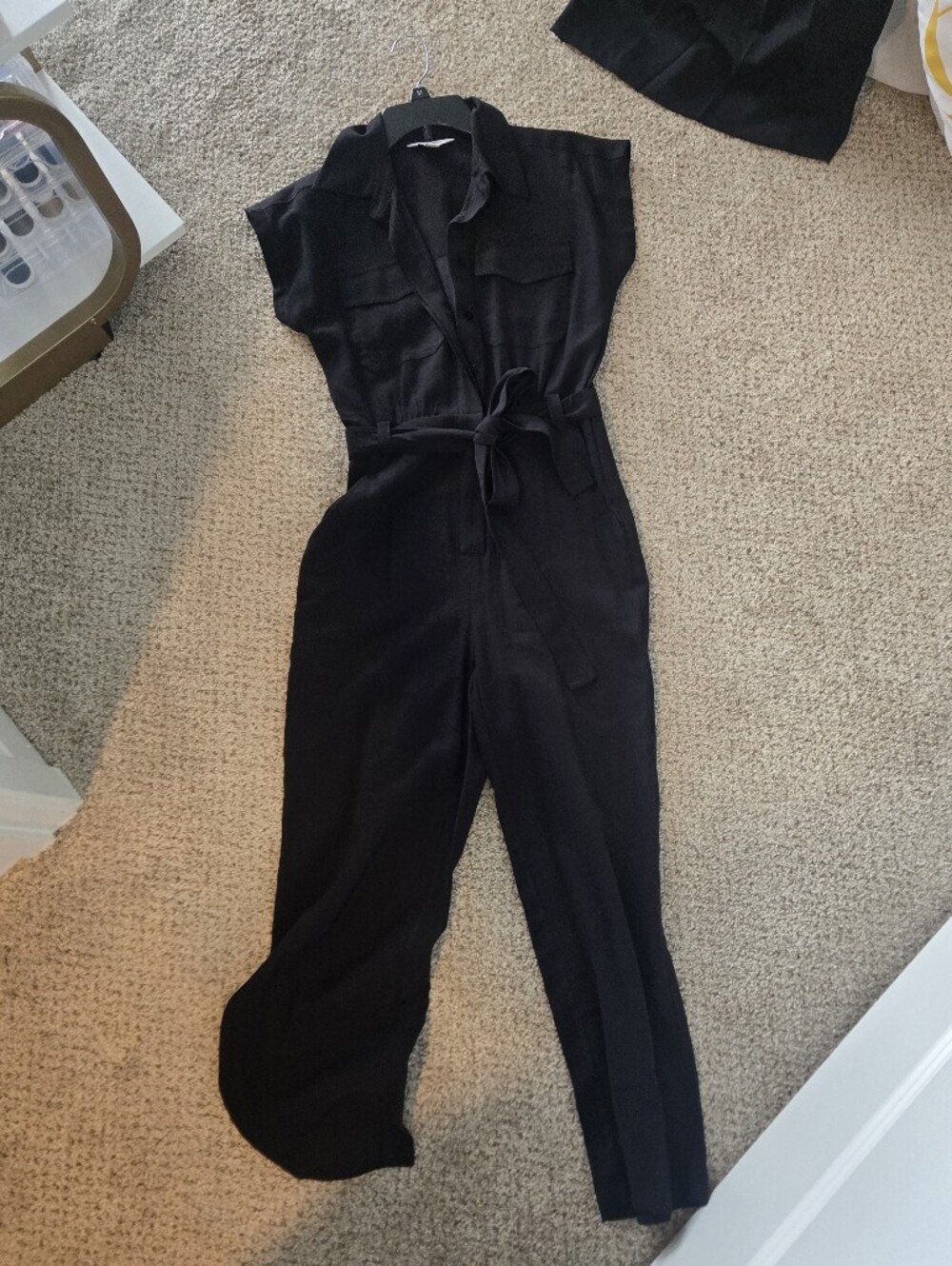 Nine West Black Utility Belted Jumpsuit